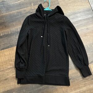 Women’s black lightweight hoodie with silver detailing